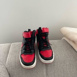 Nike Court Borough Mid- Red and Black.         kids 4.5 fit like WOMENS 6